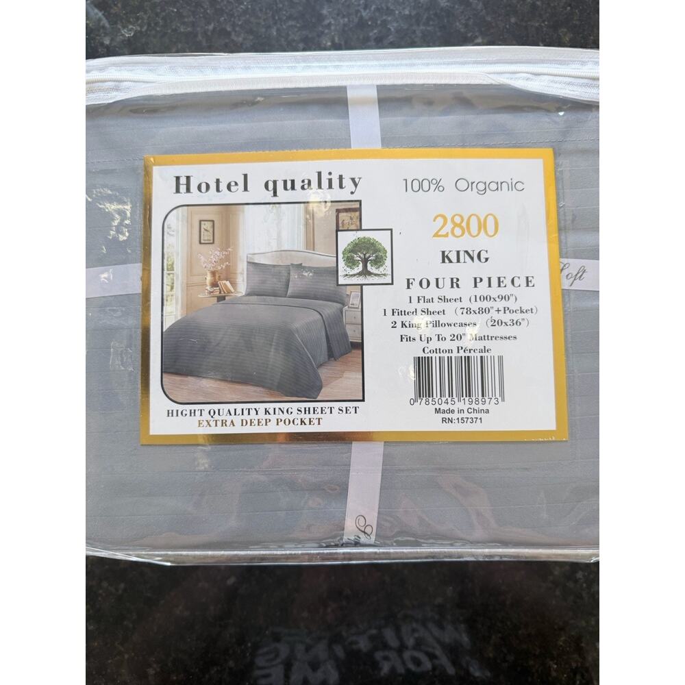 Hotel Quality 2800 Series Cotton Sheets Queen Size Set of 4 Deep Pockets Gray